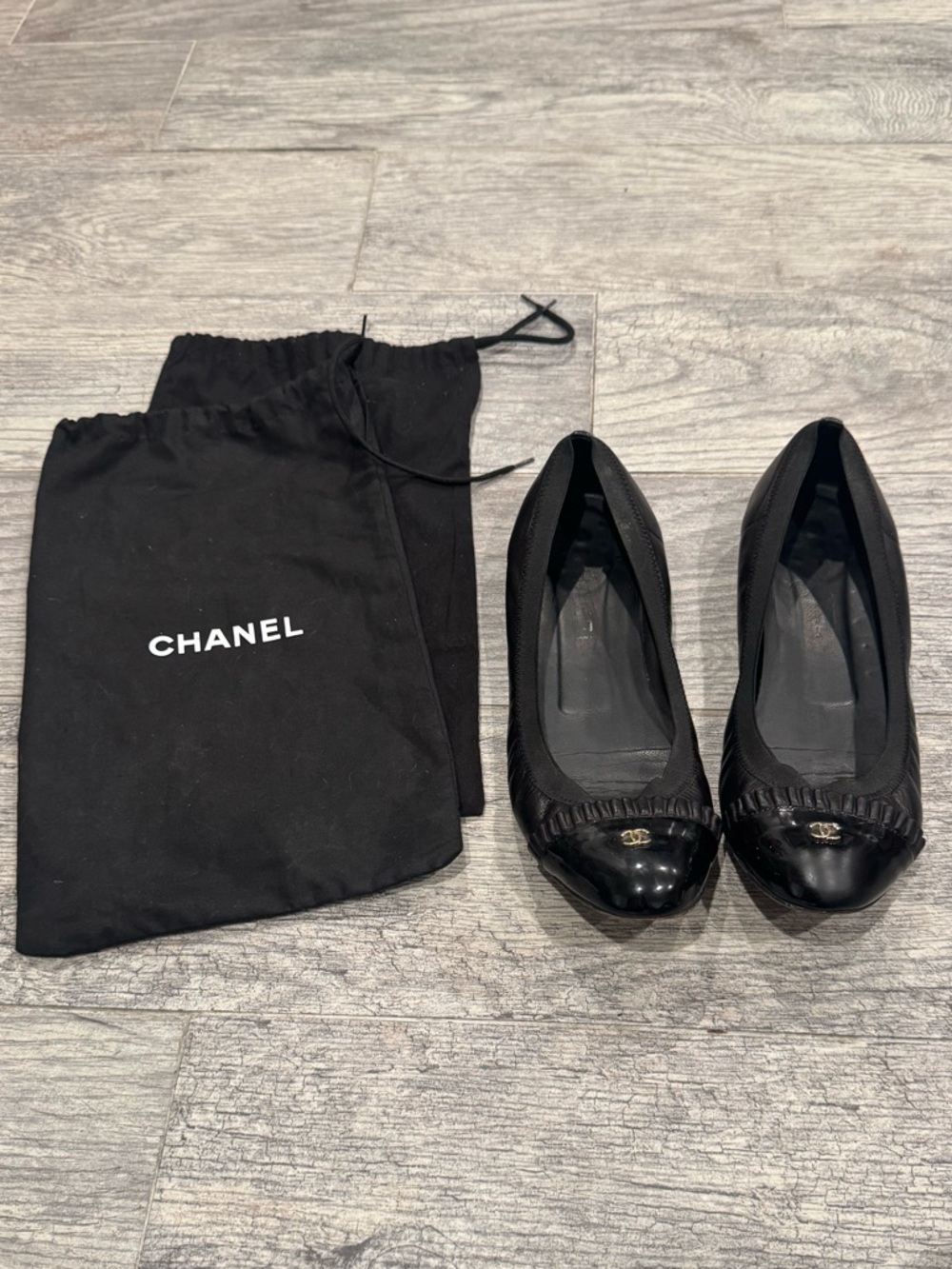 Chanel black ballet flats